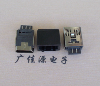 温州MINI USB 5Pin接口 带护套焊线母座 B型180度铜壳