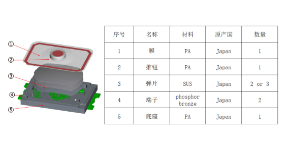 分解温州轻触开关结构组成安装方式