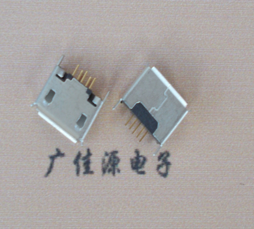 温州Micro usb立插180度 5p针加长2.0mm卷边雾锡