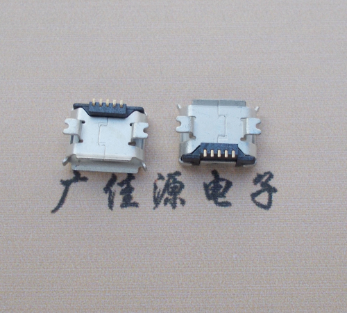 温州Micro USB 5PIN接口,B型垫高0.9mm鱼叉脚贴片雾锡卷边