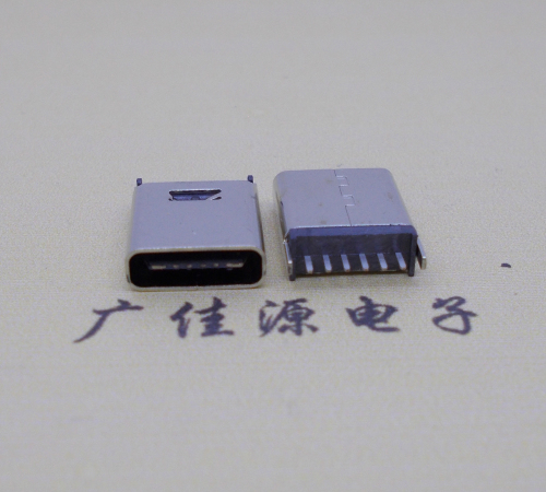温州直立式插板Type-C6p母座连接器高H=10.0mm