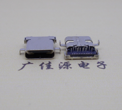 温州卧式沉板usb 3.1 type-c24p母座,端前插后贴smt连接器