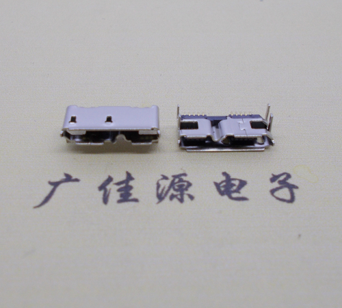 温州micro usb 3.0 10pin母座双接口带卷边四脚插板