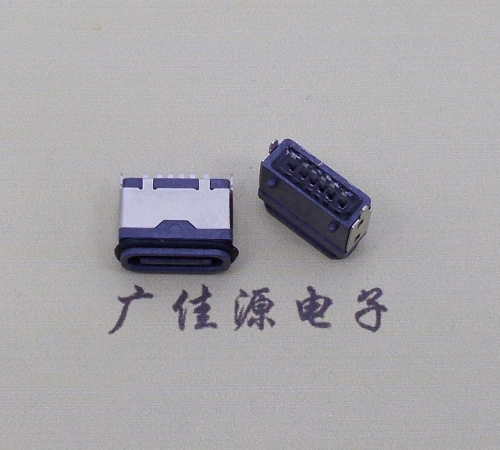 温州usb type c6p防水立插母座两脚插带定位柱