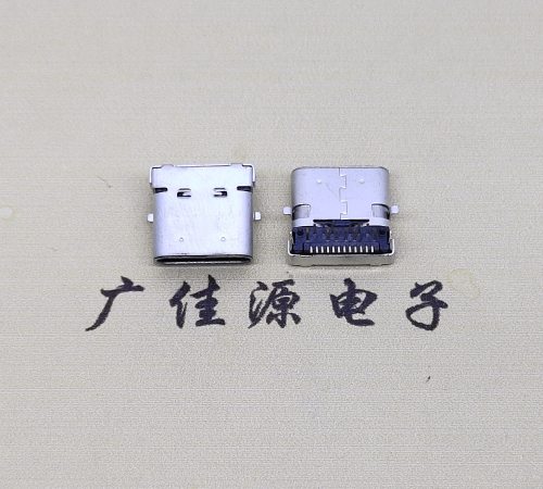 温州type c24p板上双壳连接器接口 DIP+SMT L=10.0脚长1.6母头